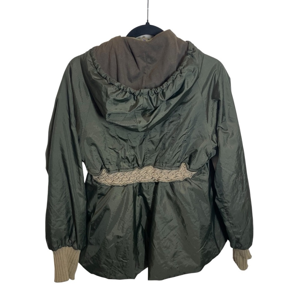 Vintage Free People military green jacket sweater knit trim womens small boho - Picture 2 of 11